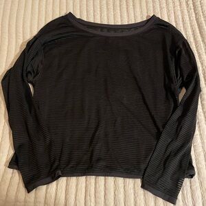 lululemon athletica Black Long-Sleeve Sheer Stripe Crew Top